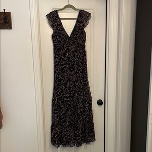 Lulu's Black and Pink Floral Maxi Dress